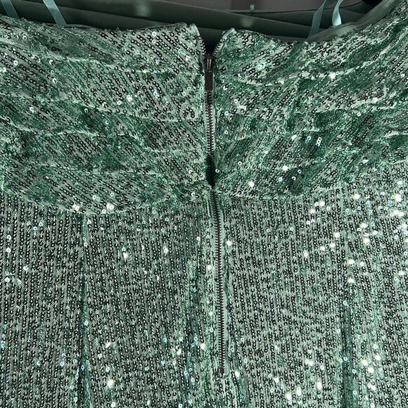 FREE PEOPLE FRIDA SEQUINED STRAPLESS MINI DRESS NWT ISLAND GREEN NWT - Picture 8 of 9